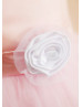 Blush Pink Satin Tutu Tulle Tea Length Flower Girl Dress